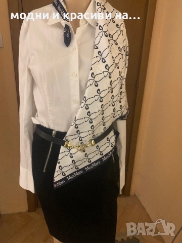 Копринен шал Max Mara, с десен щрауси