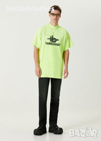 BALENCIAGA Neon Layered Sports Logo Print Oversized Мъжка / Дамска Тениска size 2 (L), снимка 4 - Тениски - 46031055