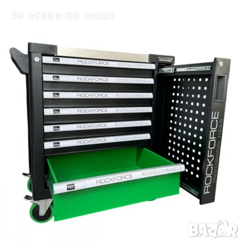 Професионален шкаф с метален плот, със 7 чекмеджета – 4 пълни с инструменти RockForce, снимка 4 - Други инструменти - 50328160