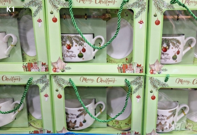 Коледен комплект чиния с чаша и лъжица Merry Christmas