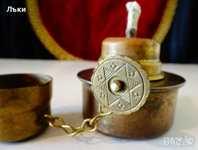 Немски спиртник с фитил,капаче. , снимка 3 - Антикварни и старинни предмети - 53989855