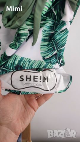 Намаление! Нов цял бански Shein зелен бял, снимка 5 - Бански костюми - 46416024