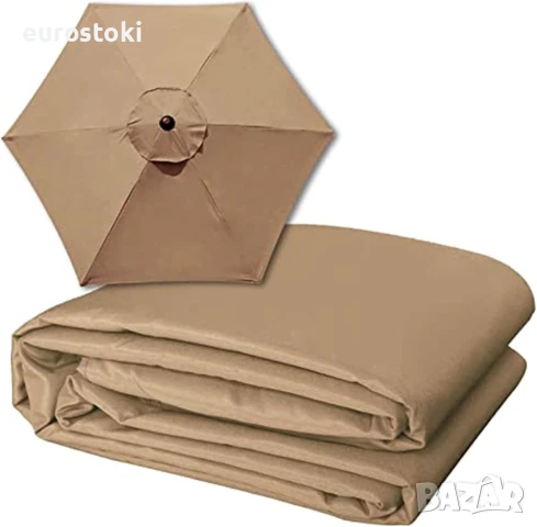 Резервно покривало за градински чадър, таупе, 6 рамена, анти-ултравиолетов, водоустойчив 300 см , снимка 1