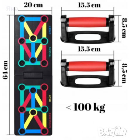 Фитнес дъска - борд за лицеви опори с различни зони на натоварване, снимка 4 - Фитнес уреди - 45573927