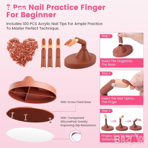 Комплект за акрилни нокти за начинаещи с всичко необходимо, снимка 4 - Продукти за маникюр - 52304032