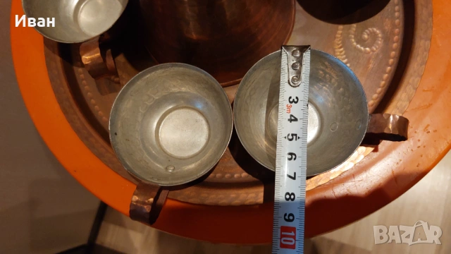 Стар сервиз за кафе,кована мет, снимка 4 - Антикварни и старинни предмети - 53419472