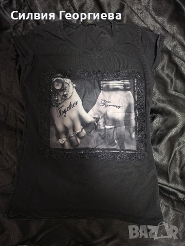 Дамска черна тениска