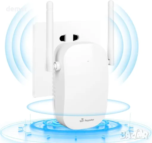 WiFi екстендър/ретранслатор 1200Mbps, до 790 кв. м., с Ethernet порт, 2.4 GHz и 5.8 GHz (бял), снимка 1