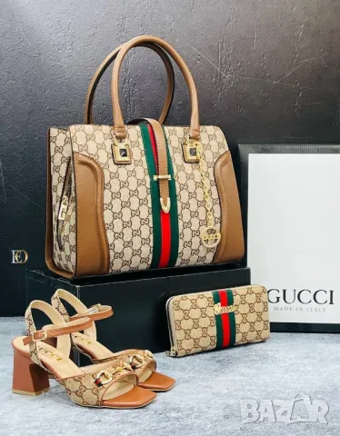 дамски сандали на ток, чанта / раница и портмоне gucci , снимка 6 - Чанти - 46941108