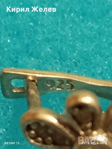 Прелестна нежна сребърна флорална обеца с миниатюрни цирконий 38482, снимка 6 - Обеци - 52640788