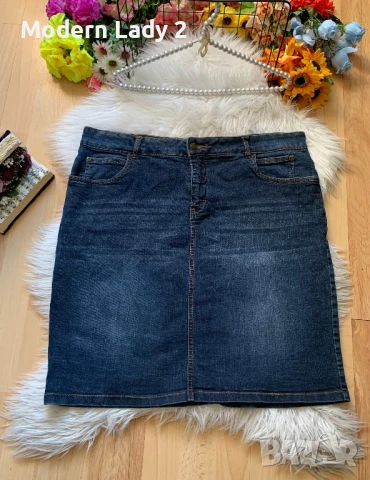 Тъмно синя дънкова пола, снимка 1