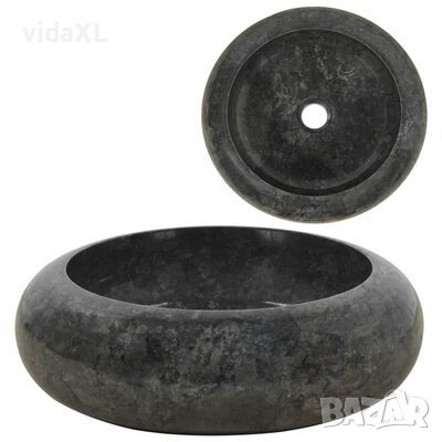 vidaXL Мивка, 40x12 см, мрамор, черна(SKU:142774
