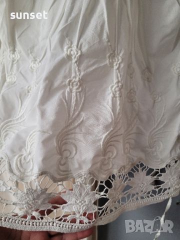  ESPRIT Бяла памучна риза с БРОДЕРИИ!!- 38 размер, снимка 10 - Ризи - 46428526