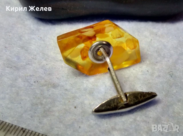 СТАРО СЪВЕТСКО КЕХЛИБАРЕНО КОПЧЕ За РЪКАВЕЛИ БУТОНЕЛ с БАЛТИЙСКИ КЕХЛИБАР 13740, снимка 4 - Антикварни и старинни предмети - 51280106