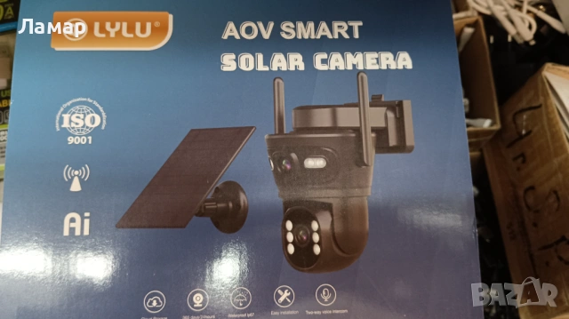 Двойна Соларна безжична водоустойчива камера WIFI 10MP iCSee въртяща осветяване, снимка 3 - IP камери - 53235657