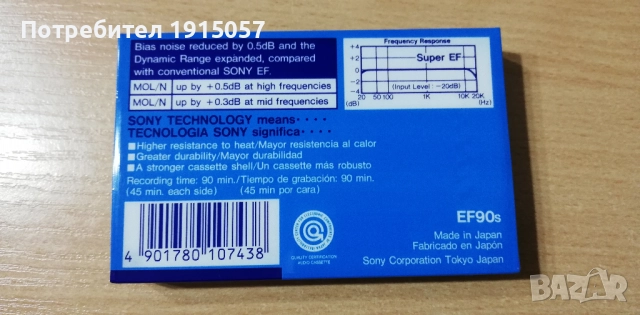 SONY SUPER EF90 1990, SONY EF, СОНИ, аудио касетка, касетки - нови, снимка 2 - Аудио касети - 51974341