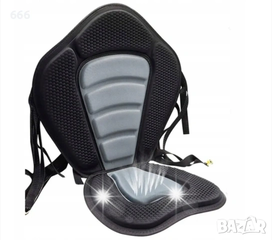 Седалка за каяк с регулируема облегалка, противоплъзгаща, черна, 46x53см, 34x39см