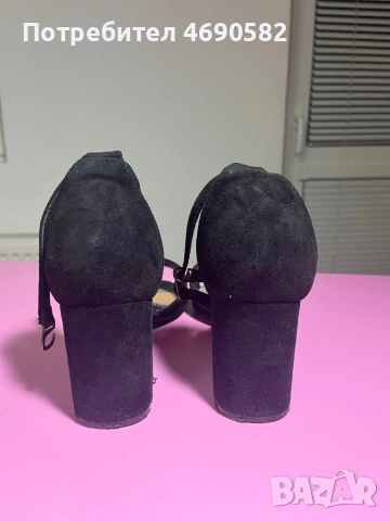 Черни велурени токчета 7см, снимка 5 - Дамски обувки на ток - 53047324