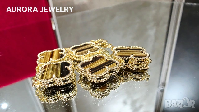 Van Cleef & Arpels VCA 5 Motifs Gold Tiger Eye Vintage Alhambra Дамска Гривна, снимка 4 - Гривни - 54224743