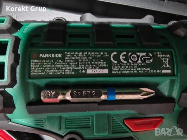 Акумулаторен ударен винтоверт Parkside PSBSA 20-Li C3, снимка 4 - Винтоверти - 53489694