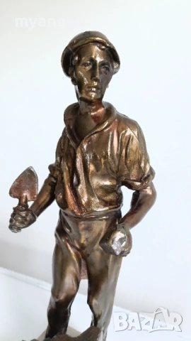 "Колхозник", бронзова, стара статуетка от СССР. 