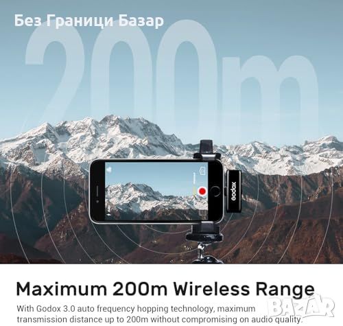 Нов Godox WES1 Kit2 Двуканален Лавалиер Микрофон 2.4G за iPhone Айфон, снимка 6 - Микрофони - 45509178