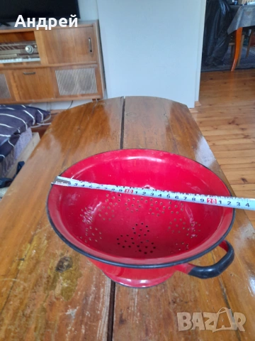 Стара емайлирана цедка,гевгир #20, снимка 3 - Други ценни предмети - 53380020