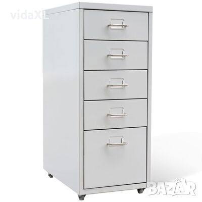 vidaXL Шкаф картотека с 5 чекмеджета, сив, 68,5 см, стомана(SKU:20122, снимка 1 - Шкафове - 46217789