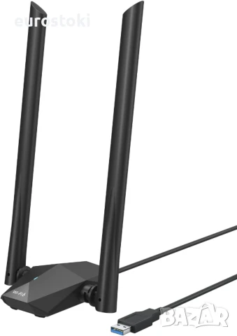 BrosTrend USB WiFi 6 AX1800 WiFi USB адаптер с голям обхват за лаптоп, настолен компютър 5GHz/1201Mb, снимка 1