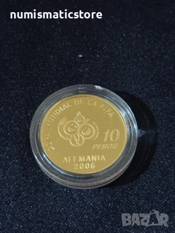 Аржентина 2004 - 10 песо - Световно първенство по футбол 2006 година - Златна монета, снимка 2 - Нумизматика и бонистика - 51239811