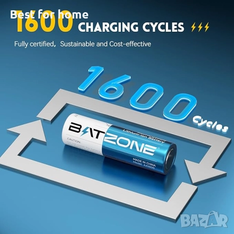 BATZONE- 8 броя акумулаторни литиеви батерии с бързо зарядно, снимка 5 - Батерии, зарядни - 52985697