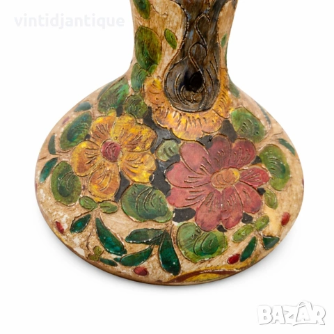 Декоративен керамичен съд с ръчно рисувани флорални мотиви, снимка 5 - Вази - 53935997