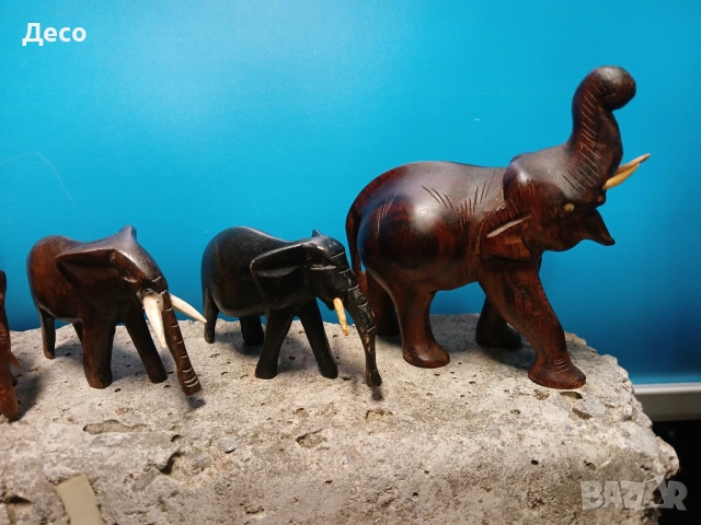 Стари фигурки слончета от екзотично дърво., снимка 2 - Други ценни предмети - 53571958
