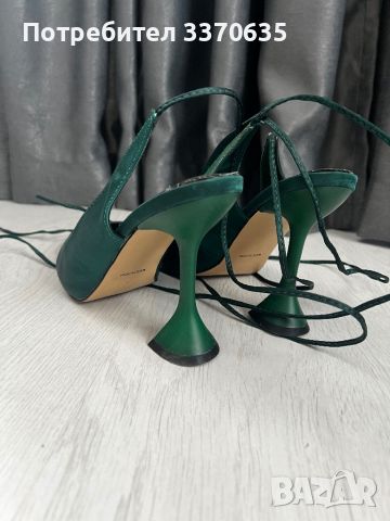 Дамски високи обувки с връзки в зелен цвят, 39 номер, снимка 4 - Дамски обувки на ток - 45567562