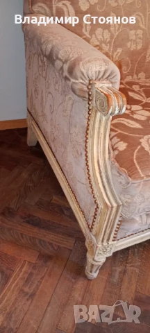 Тапицирано дървено кресло , снимка 5 - Дивани и мека мебел - 50703486