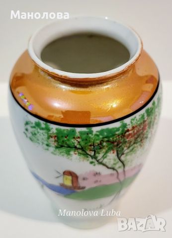 Японска ръчно рисувана порцеланова ваза., снимка 6 - Други ценни предмети - 45125543