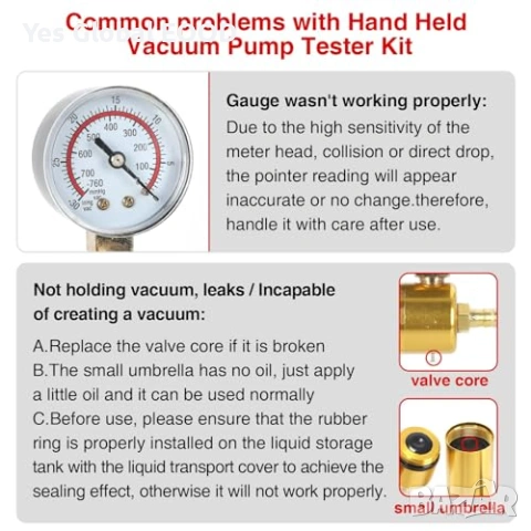 Ръчна вакуум помпа за спирачки 0-30 inHg, снимка 3 - Други инструменти - 53827782