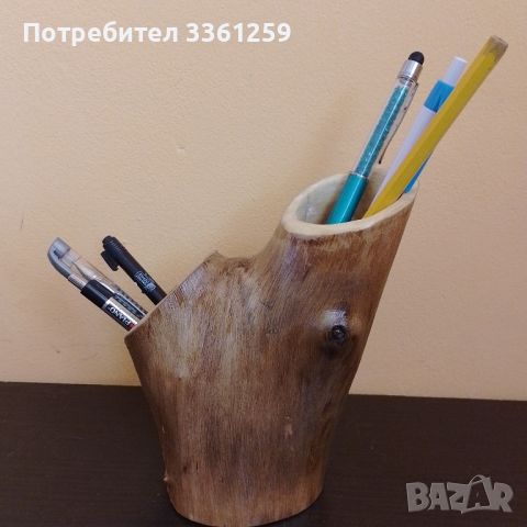 Дървен моливник ръчна изработка , снимка 1 - Други - 45366599