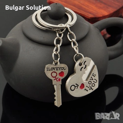 💘 Ключодържател двойка сърце и стрела за любимата/мия(2 ключодържателя), снимка 5 - Колиета, медальони, синджири - 52284264