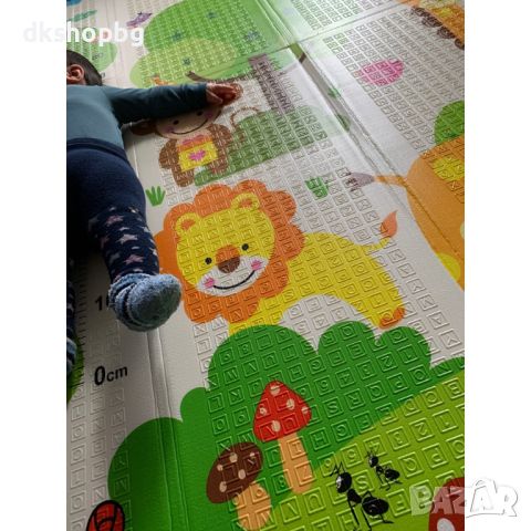 4133 Сгъваемо детско килимче за игра, топлоизолиращо 180x200x1cm - Жираф и Писта с ВЛАКЧЕТА, снимка 9 - Други - 45837072