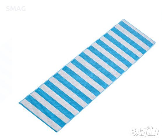 Плажна постелка ролка единична пластмаса светло синьо бяло райе 180x60cm, снимка 1 - Други - 46370408