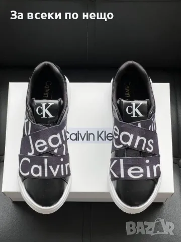 Calvin Klein Дамски Черни Маратонки С Бяло Лого👟Дамски Спортни Обувки Келвин Клайн Код E253, снимка 2 - Маратонки - 50412630
