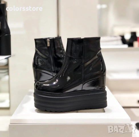 Боти на платформа - черен лак - SJB50 , снимка 2 - Дамски боти - 53174013