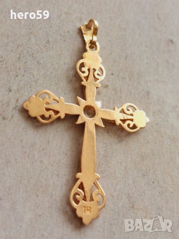 Стар златен 18к кръст , снимка 6 - Колиета, медальони, синджири - 45674276