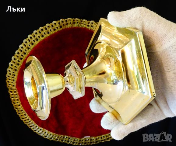 Немски свещник,позлата,330 гр. , снимка 4 - Антикварни и старинни предмети - 46426824