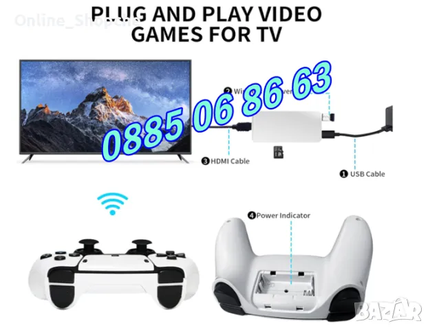 Безжична ретро конзола GAME STICK HD с 30000 игри и два джойстика, ретро игра, снимка 5 - Други игри и конзоли - 50303404