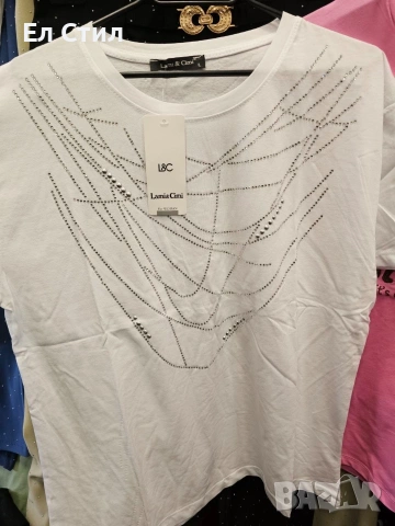 Дамски тениски с камъчета От С до Л свободен модел е, снимка 6 - Тениски - 54075320