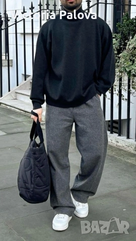 Луксозен тьмносив мъжки пуловер Jones Armstrong от 100% чист кашмир - размер XXXL