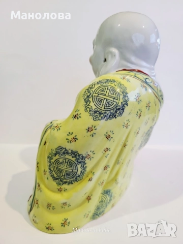 Голяма порцеланова статуетка Buddha Ho Tai, произведена в Китай през 50/60те години на миналия век., снимка 9 - Колекции - 52668255