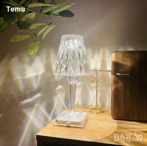 Конусовидна декоративна настолна лампа с usb кабел и дистанционно - тип кристална лампа. Представете, снимка 8 - Настолни лампи - 45675443